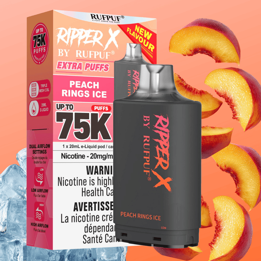 Ripper X 75k Turbo Pod - Peach Rings Ice 20mg / 75000 Puffs Vape Superstore  Saskatchewan Canada