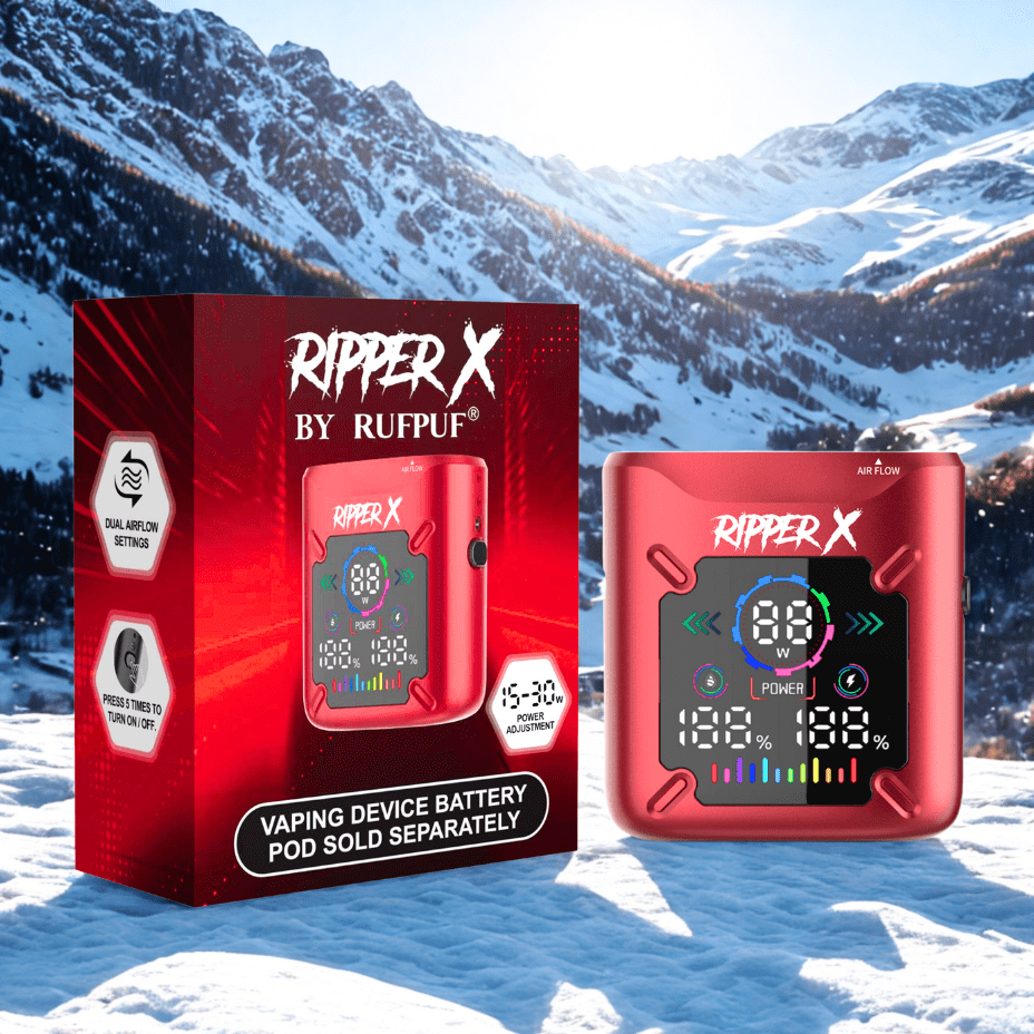 Ripper X Ultra Battery-1000mAh Metallic Red Vapexcape Vape and Bong Shop Regina Saskatchewan