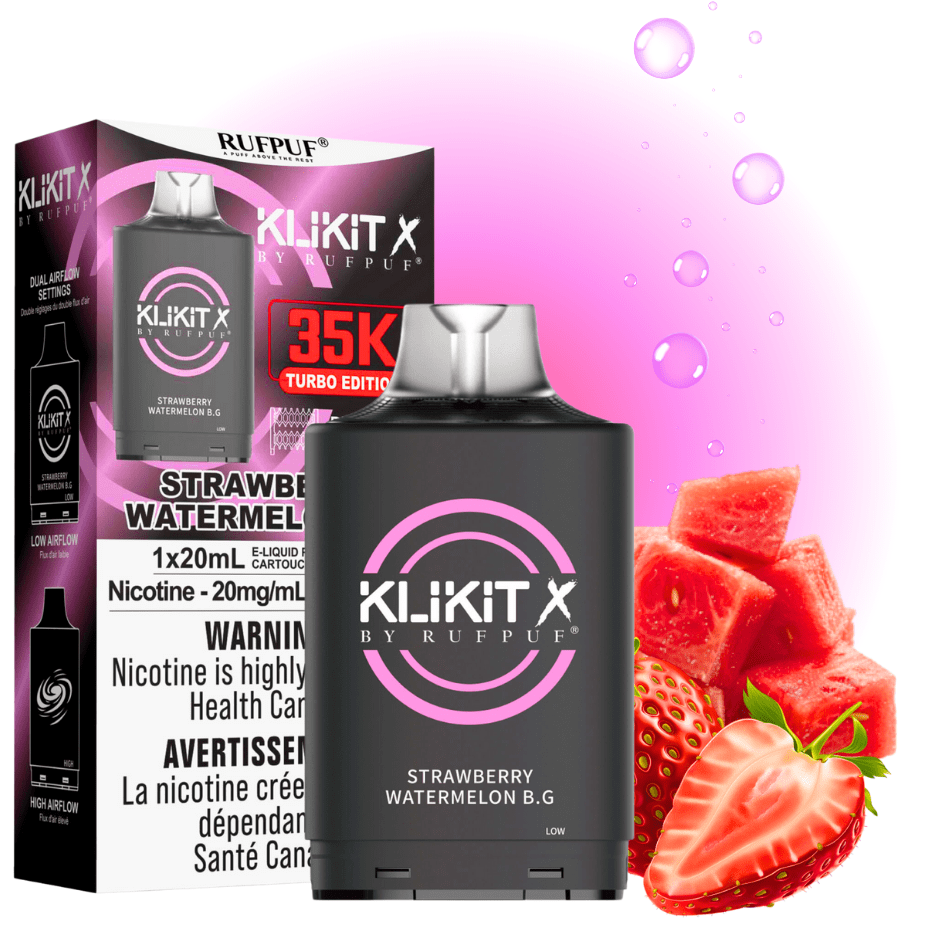 RufPuf Klikit X 35K Turbo Pod-Strawberry Watermelon B.G Vape Superstore  Saskatchewan Canada