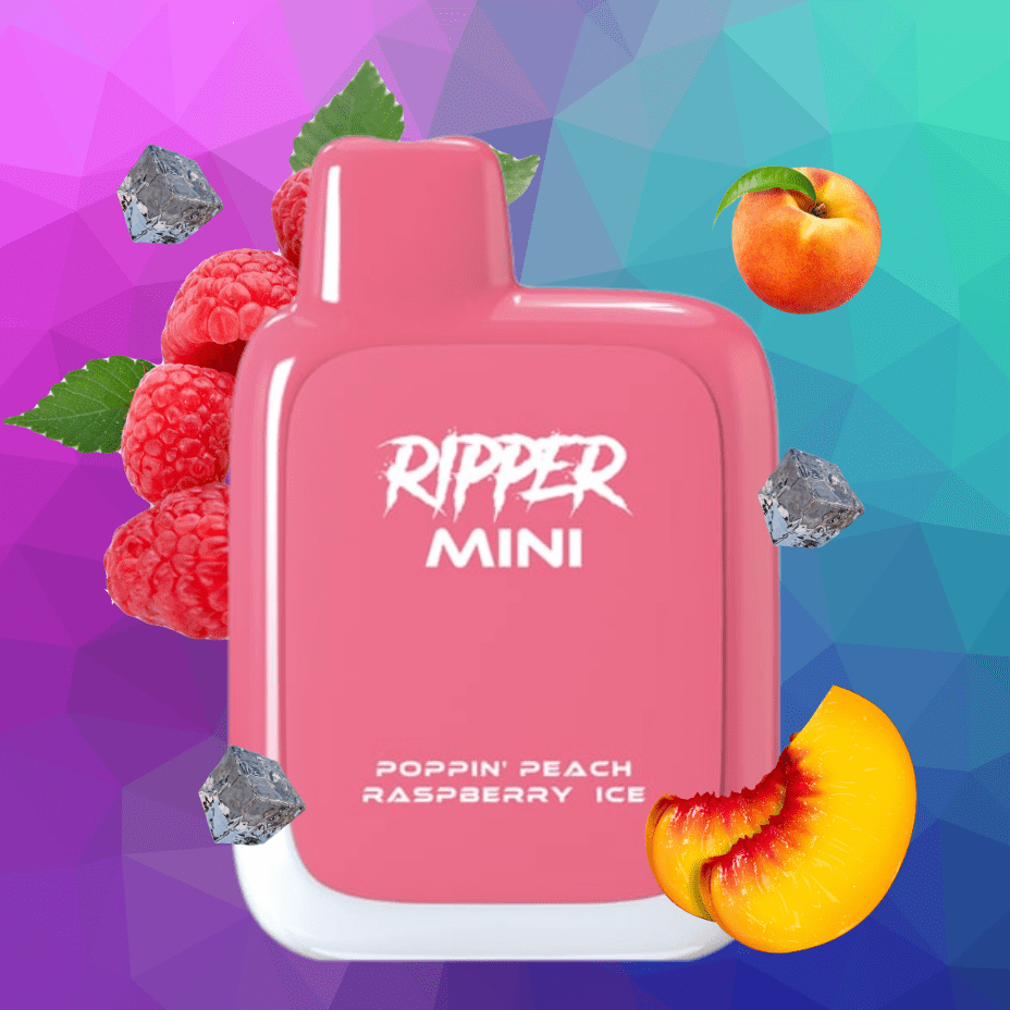 Rufpuf Ripper Mini Disposable Vape-1100 1000 puffs / Poppin Peach Raspberry Ice Vapexcape Vape and Bong Shop Regina Saskatchewan