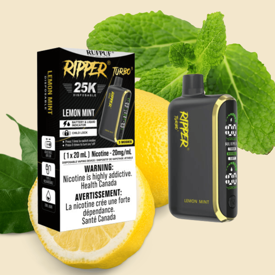 Rufpuf Ripper T3 Disposable Vape-Lemon Mint 25000 Puffs / 20mg Vape Superstore  Saskatchewan Canada