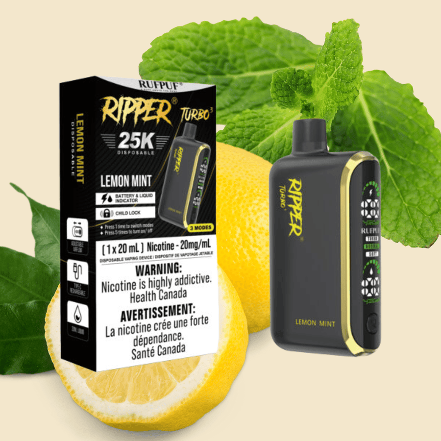 Rufpuf Ripper T3 Disposable Vape-Lemon Mint 25000 Puffs / 20mg Vape Superstore  Saskatchewan Canada