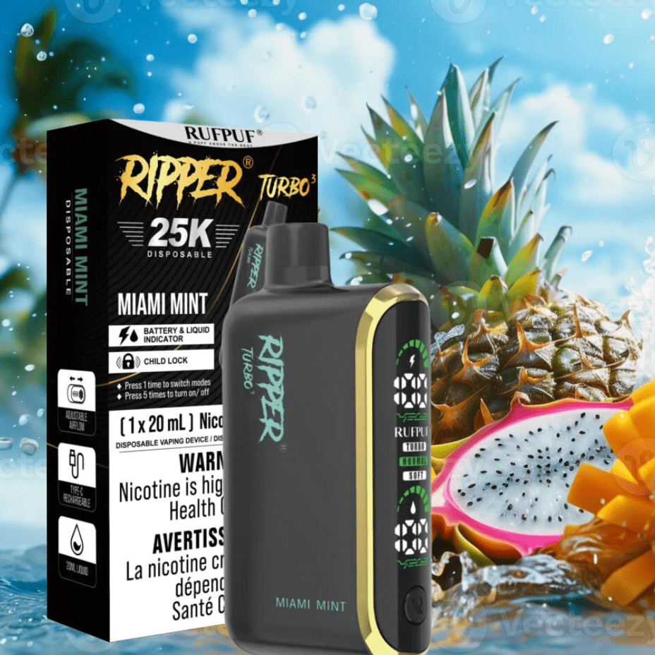 Rufpuf Ripper T3 Disposable Vape-Miami Mint 25000 Puffs / 20mg Vape Superstore  Saskatchewan Canada