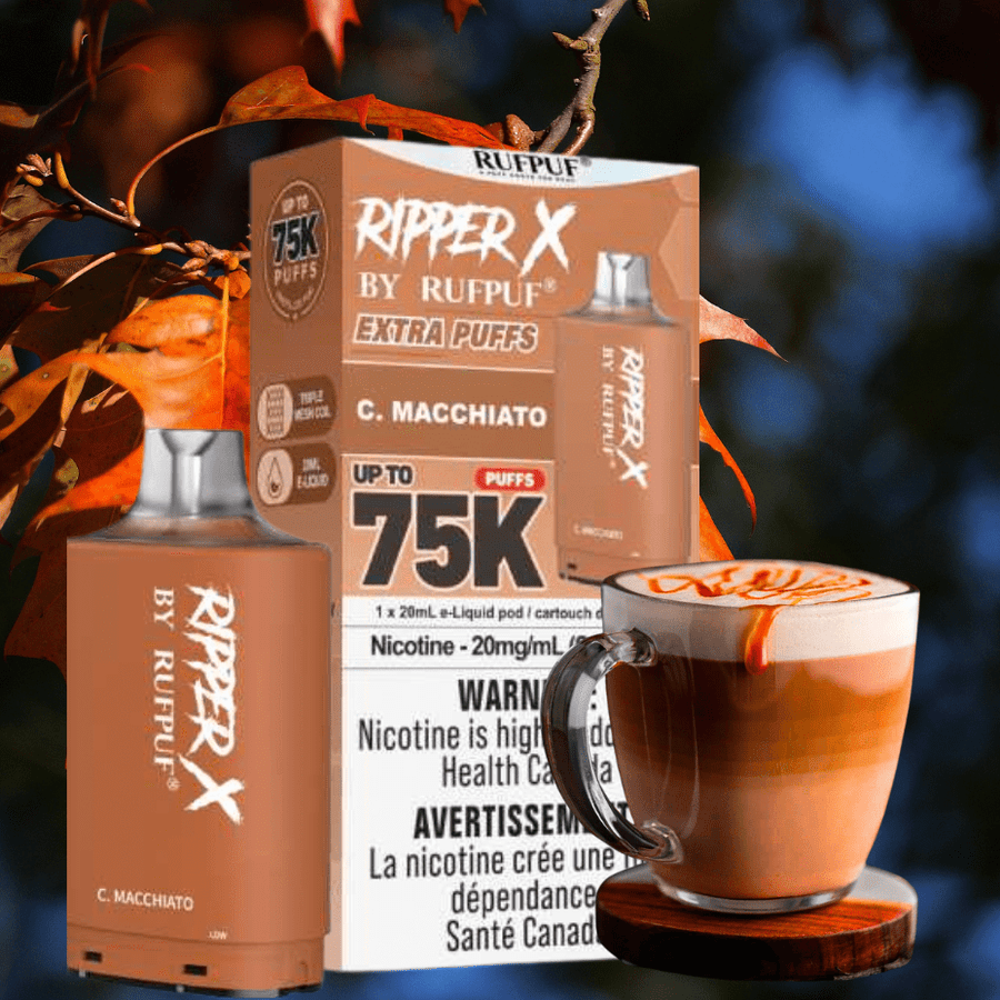 RufPuf Ripper X 75K - Macchiato 75000 Puffs / 20mg Vapexcape Vape and Bong Shop Regina Saskatchewan