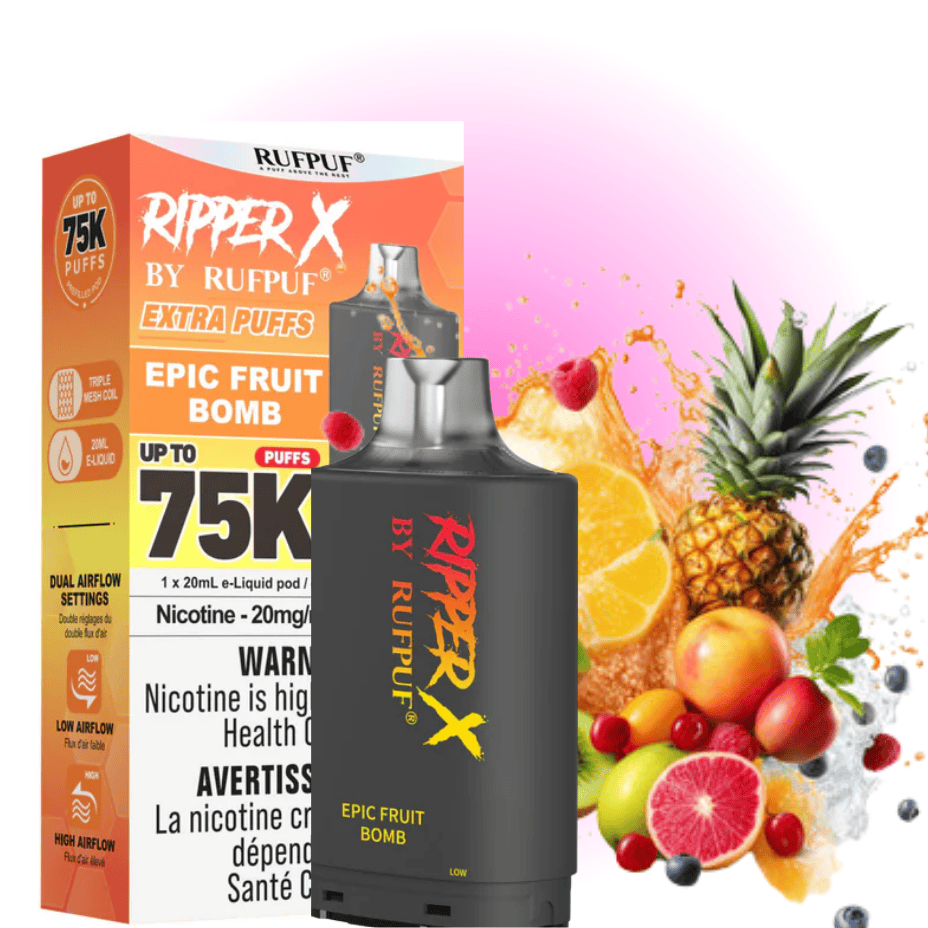 RufPuf Ripper X 75k Turbo Pod - Epic Fruit Bomb, Saskatchewan Canada  Vapexcape Vape SuperStore-Vape & Bong Shop