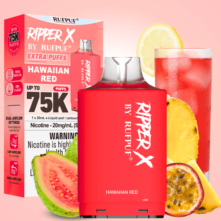 RufPuf Ripper X 75k Turbo Pod - Hawaiian Red 20mg / 75000 Puffs Vape Superstore  Saskatchewan Canada