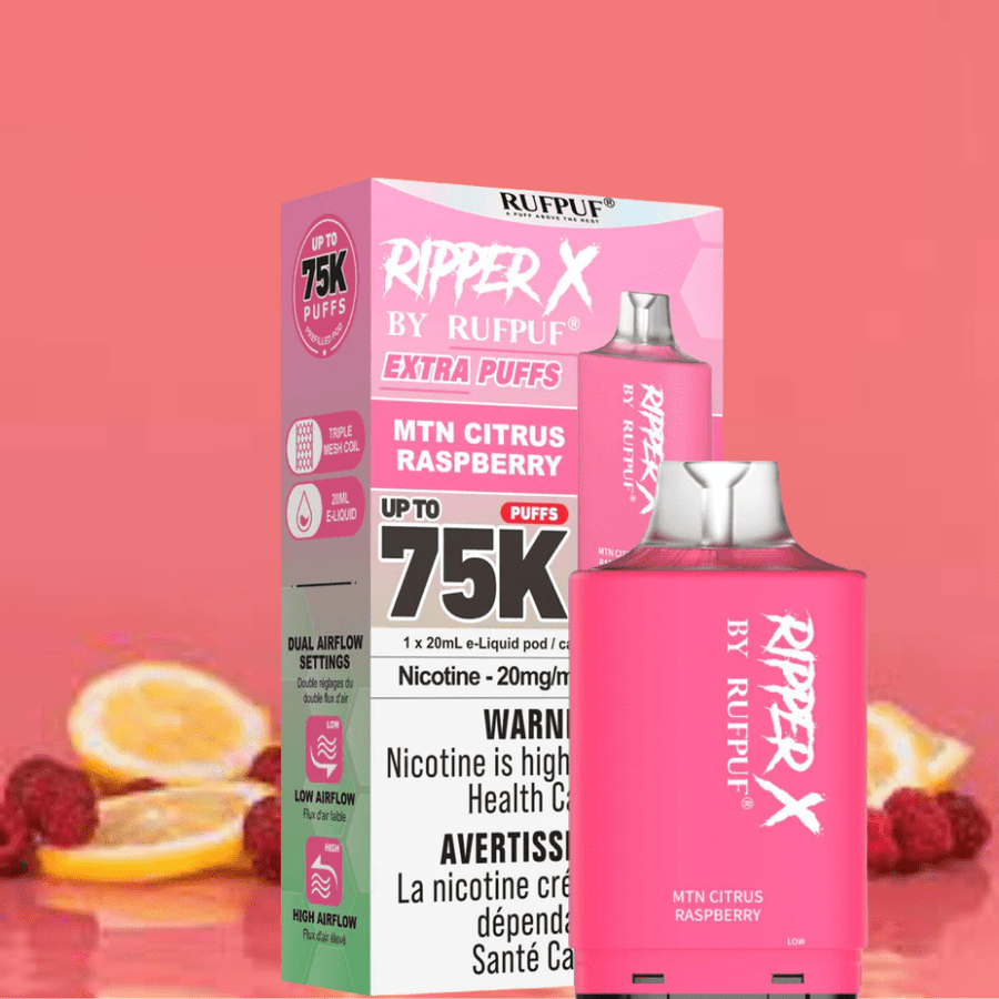 RufPuf Ripper X 75K Turbo Pod - MTN Citrus Raspberry Vapexcape Vape and Bong Shop Regina Saskatchewan