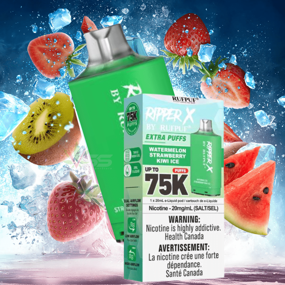 RufPuf Ripper X 75k Turbo Pod - Watermelon Strawberry Kiwi Ice Vape Superstore  Saskatchewan Canada