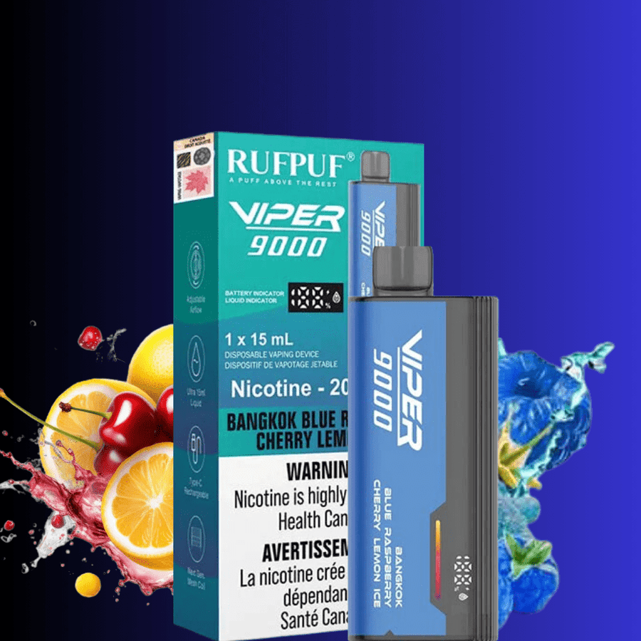 Rufpuf Viper 9000 Disposable Vape-Bangkok Blue Razz Cherry Lemon Vape Superstore  Saskatchewan Canada