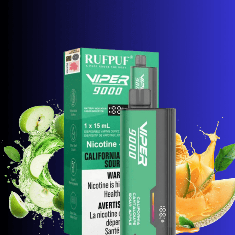 Rufpuf Viper 9000 Disposable Vape-California Cantaloupe Sour Apple Vape Superstore  Saskatchewan Canada