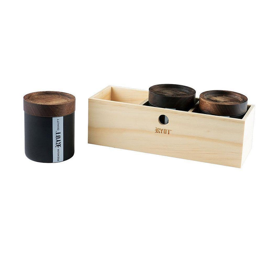 Ryot Jar Box w/ Three Jars and Walnut Lid Vape Superstore  Saskatchewan Canada