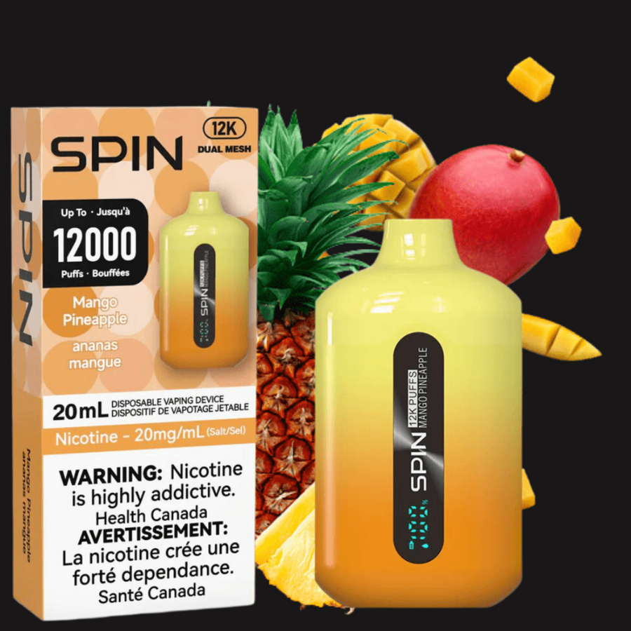 Spin Vape 12,000 Disposable Vape-Mango Pineapple 20mg Vapexcape Vape and Bong Shop Regina Saskatchewan