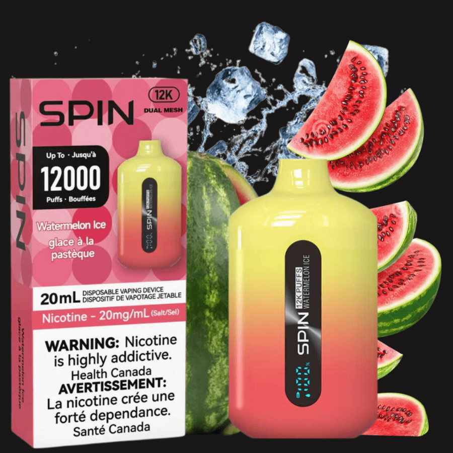 Spin Vape 12,000 Disposable Vape-Watermelon Ice 20mg Vapexcape Vape and Bong Shop Regina Saskatchewan