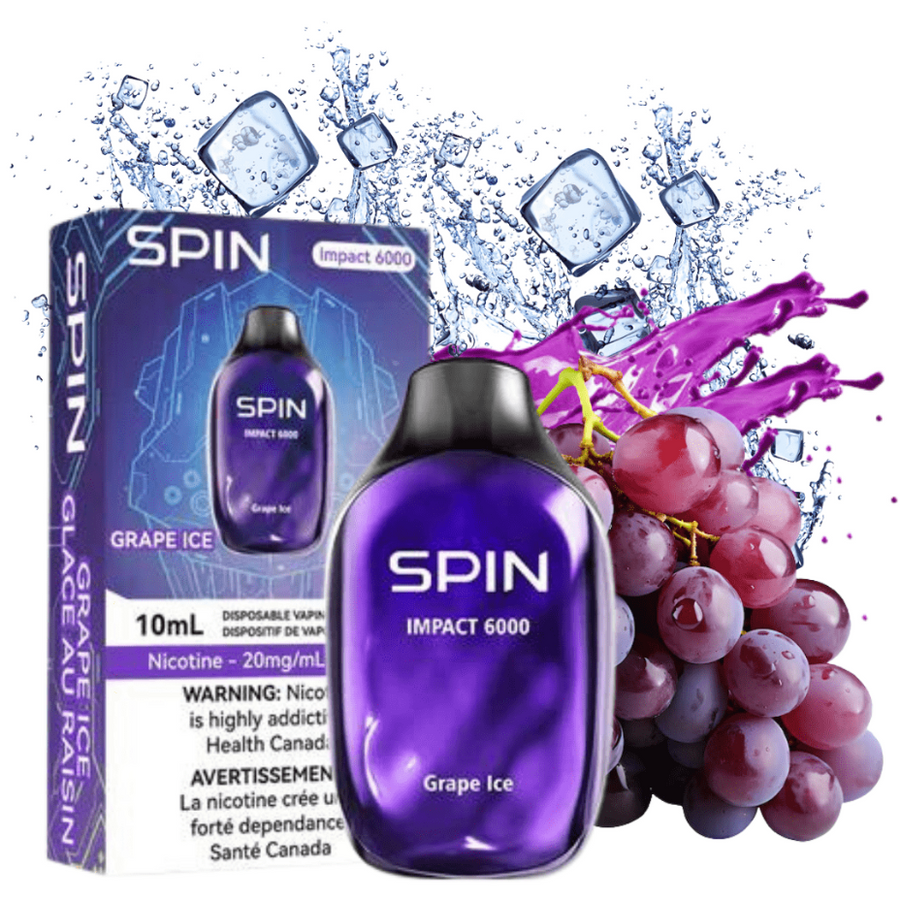 SPIN Impact 6000 Disposable Vape-Grape Ice 20mg / 6000 Puffs Vapexcape Vape and Bong Shop Regina Saskatchewan