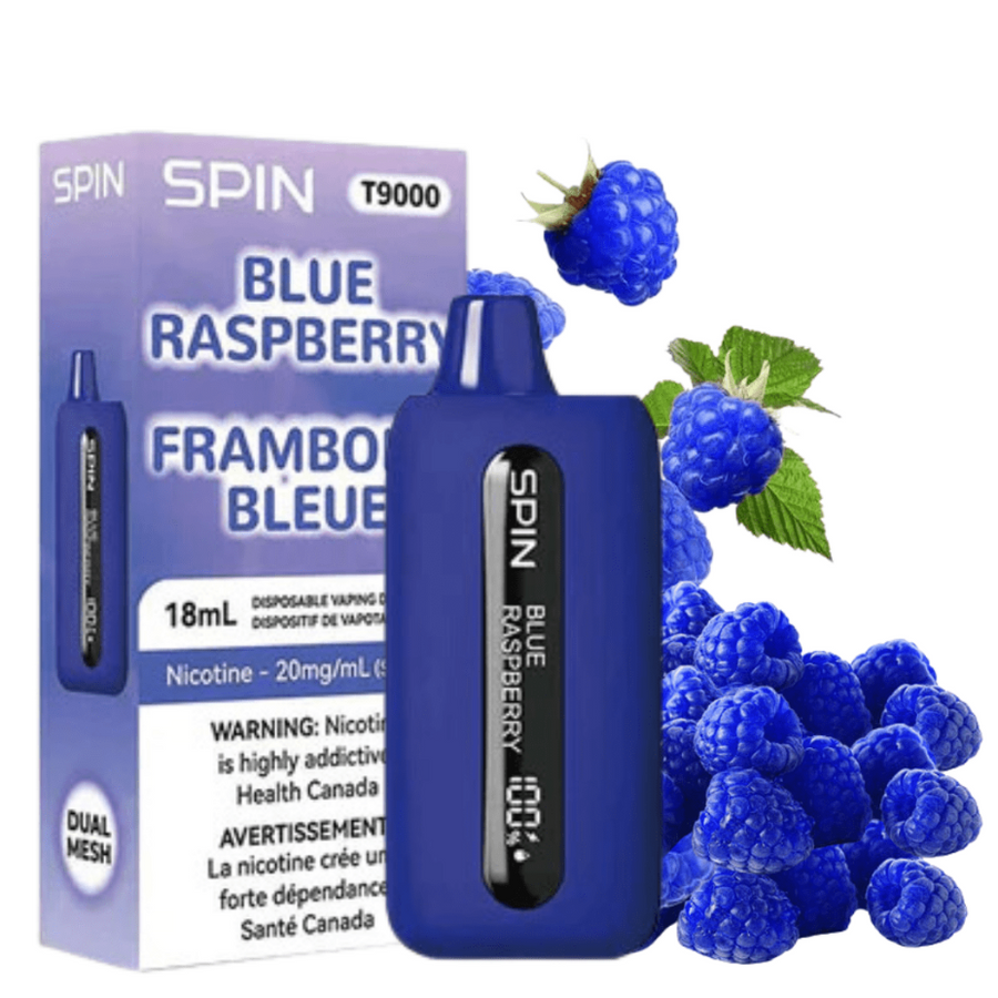 Spin T9000 Disposable Vape-Blue Raspberry 20mg / 9000 Puffs Vapexcape Vape and Bong Shop Regina Saskatchewan