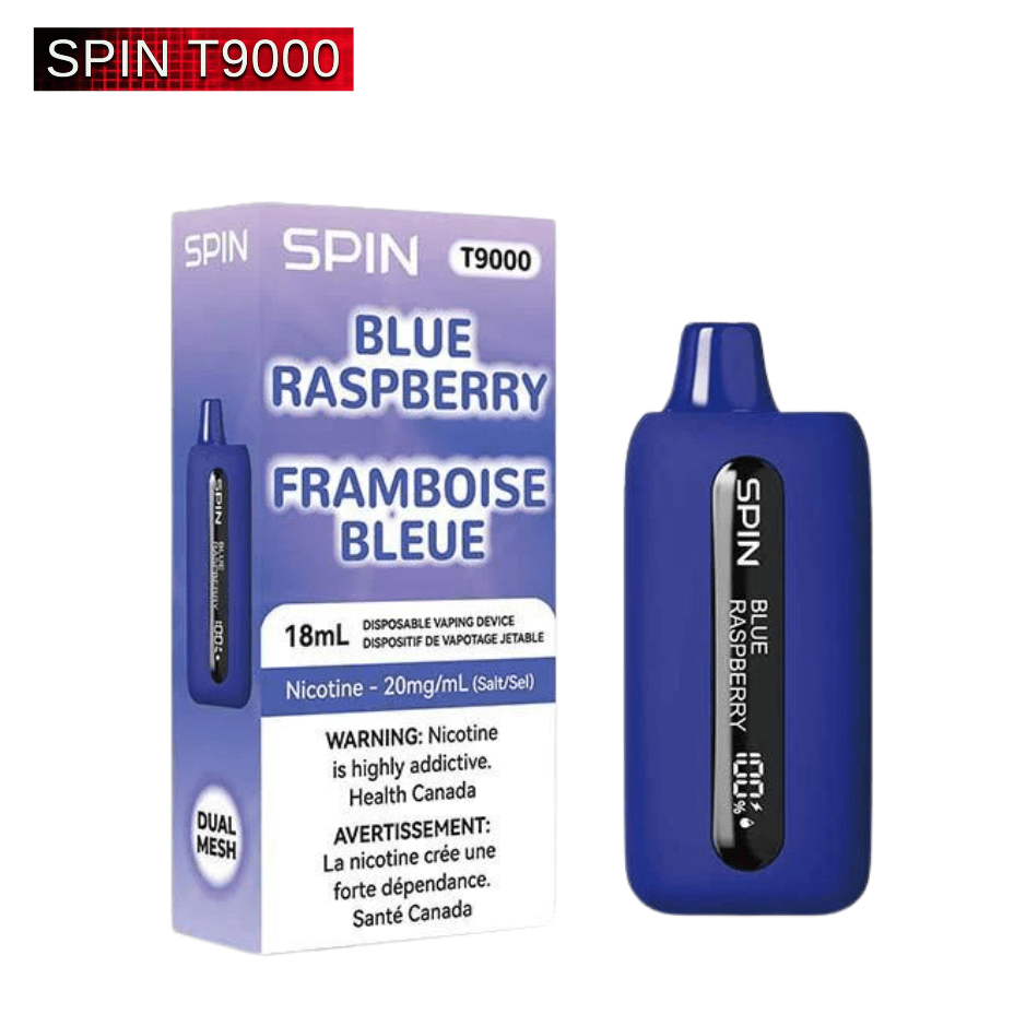 Spin T9000 Disposable Vape-Blue Raspberry 20mg / 9000 Puffs Vapexcape Vape and Bong Shop Regina Saskatchewan