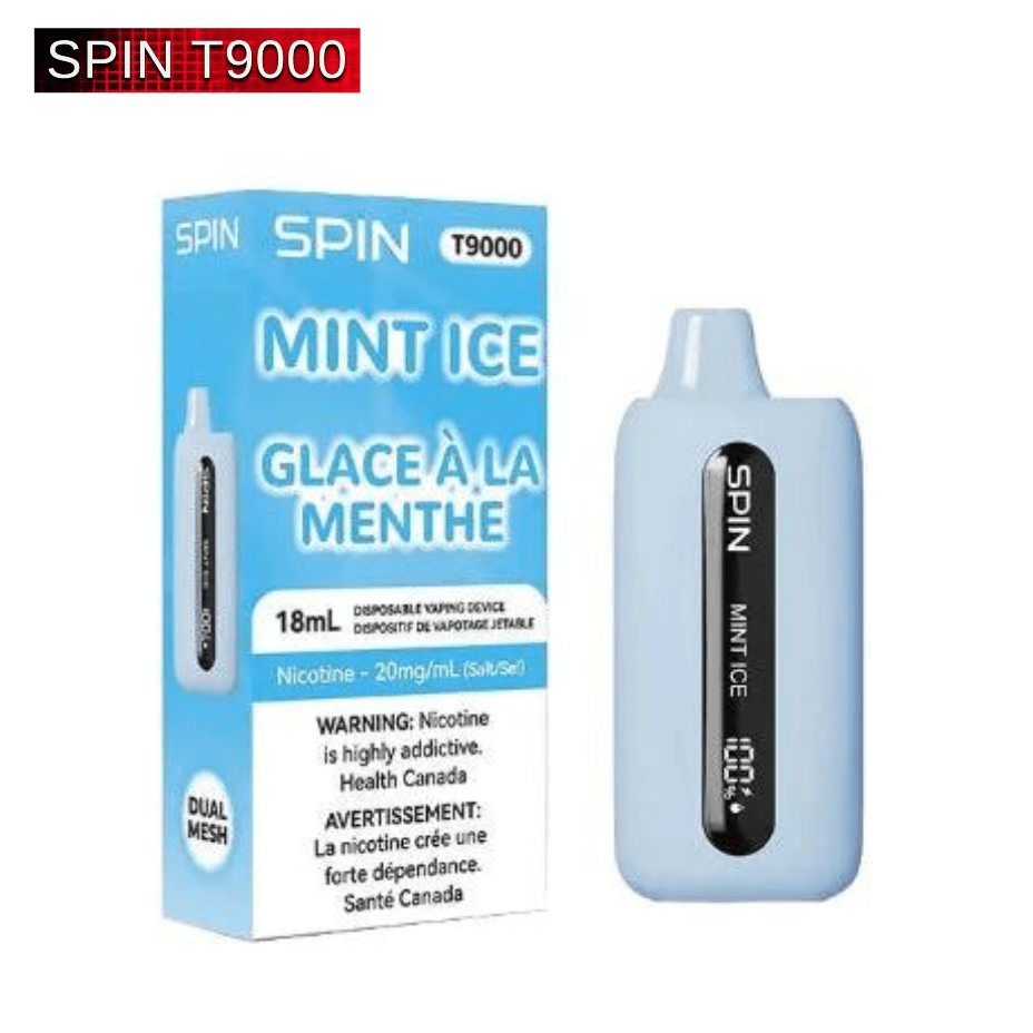 Spin T9000 Disposable Vape-Mint Ice 20mg / 9000 Puffs Vapexcape Vape and Bong Shop Regina Saskatchewan