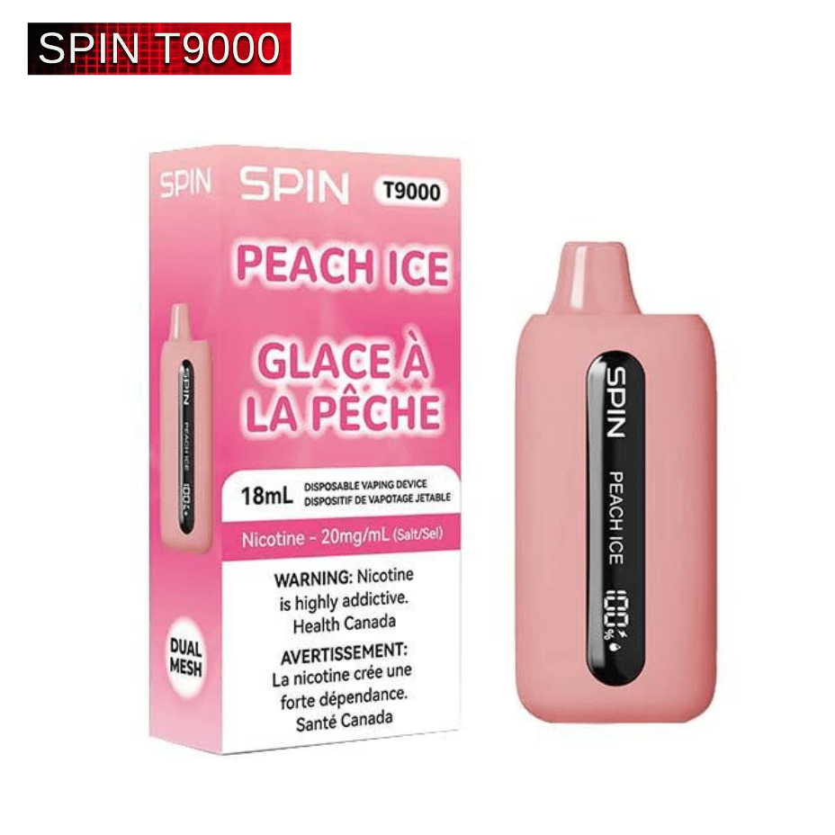 Spin T9000 Disposable Vape-Peach Ice 20mg / 9000 Puffs Vapexcape Vape and Bong Shop Regina Saskatchewan