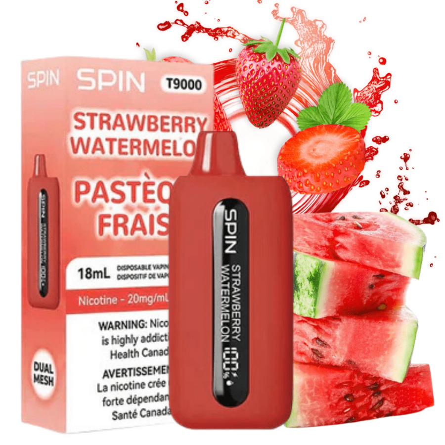 Spin T9000 Disposable Vape-Strawberry Watermelon 20mg / 9000 Puffs Vapexcape Vape and Bong Shop Regina Saskatchewan