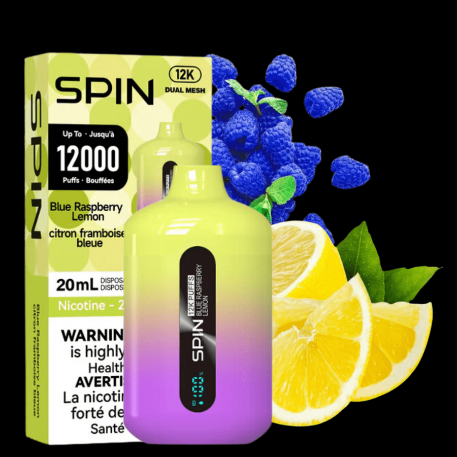 Spin Vape 12,000 Disposable Vape-Blue Raspberry Lemon 20ml / 20mg Vapexcape Vape and Bong Shop Regina Saskatchewan