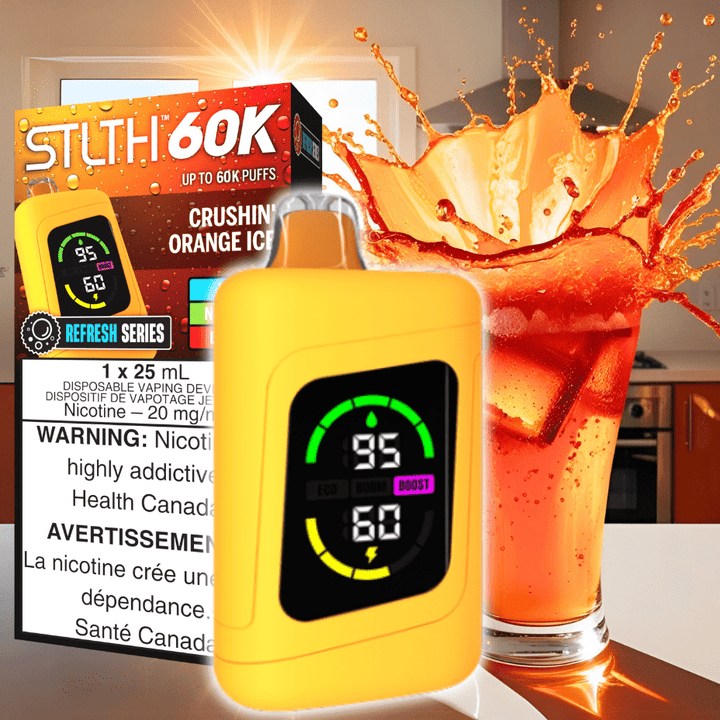 STLTH 60K Disposable Vape REFRESH-Crushin' Orange Ice 20mg / 60000 Puffs Vapexcape Vape and Bong Shop Regina Saskatchewan