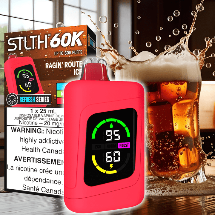 STLTH 60K Disposable Vape REFRESH-Ragin' Route Ice 20mg / 60000 Puffs Vapexcape Vape and Bong Shop Regina Saskatchewan