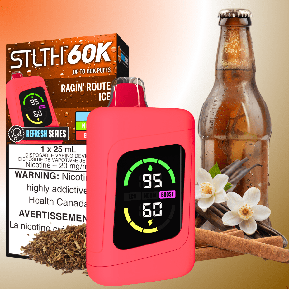 STLTH 60K Disposable Vape REFRESH-Ragin' Route Ice 20mg / 60000 Puffs Vapexcape Vape and Bong Shop Regina Saskatchewan