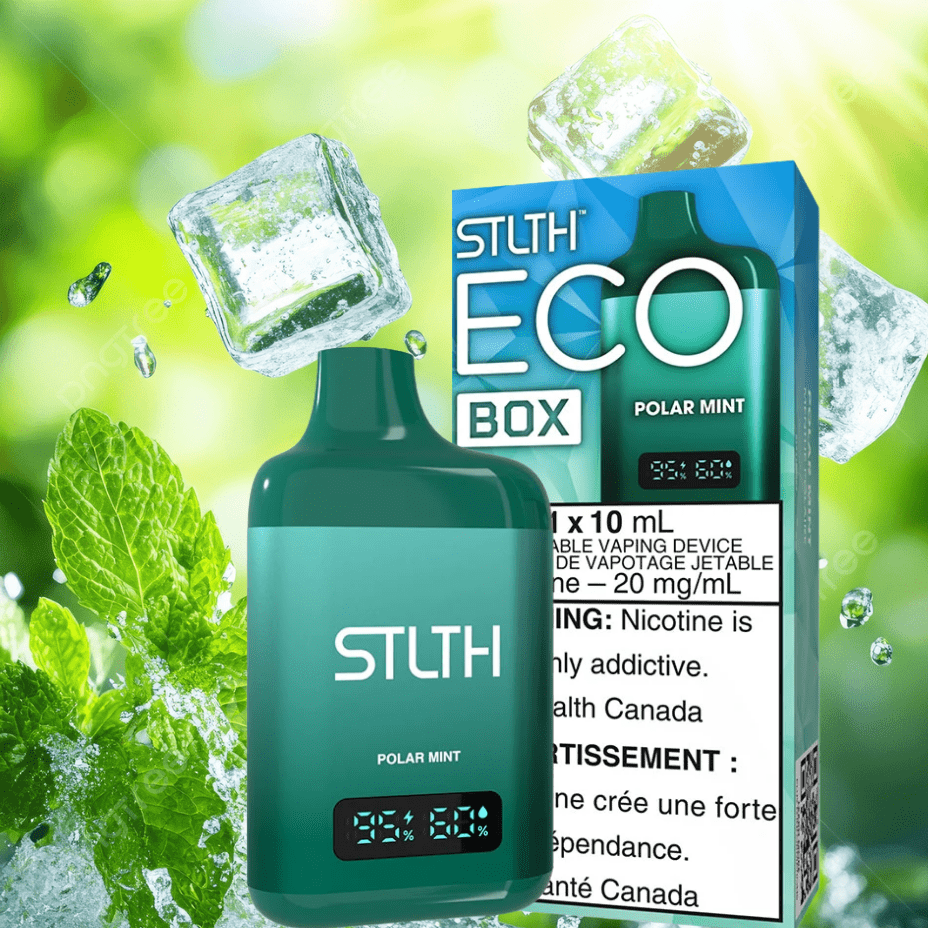 STLTH Eco Box Disposable Vape - Polar Mint 10mL / 20mg Vapexcape Vape and Bong Shop Regina Saskatchewan