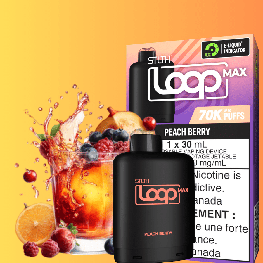 STLTH Loop Max 70K Pod-Peach Berry 70000 puffs / 20mg Vapexcape Vape and Bong Shop Regina Saskatchewan