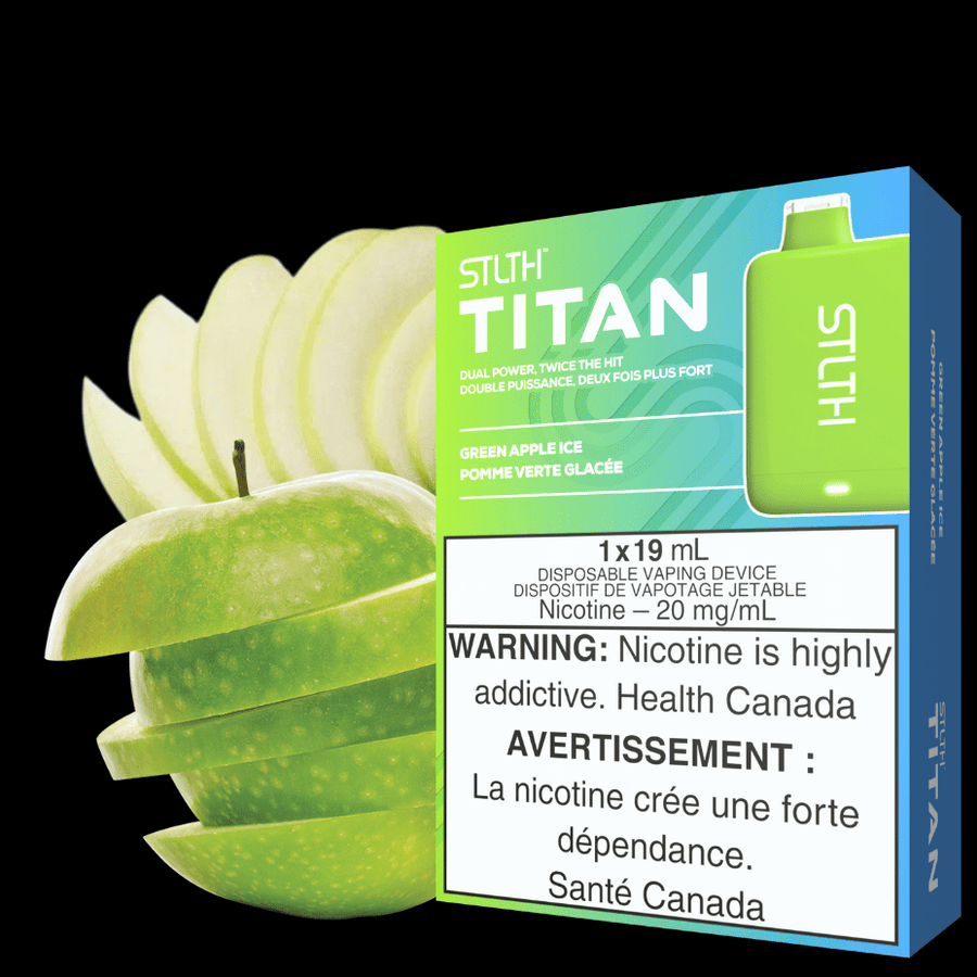 STLTH Titan 10K Disposable Vape-Green Apple Ice 19ml / 20mg Vapexcape Vape and Bong Shop Regina Saskatchewan