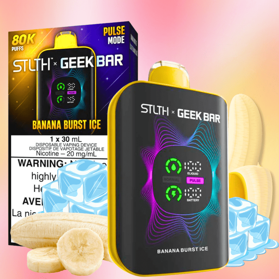 STLTH x Geek Bar 80K Disposable Vape-Banana Burst Ice 20mg / 80000 Puffs Vapexcape Vape and Bong Shop Regina Saskatchewan