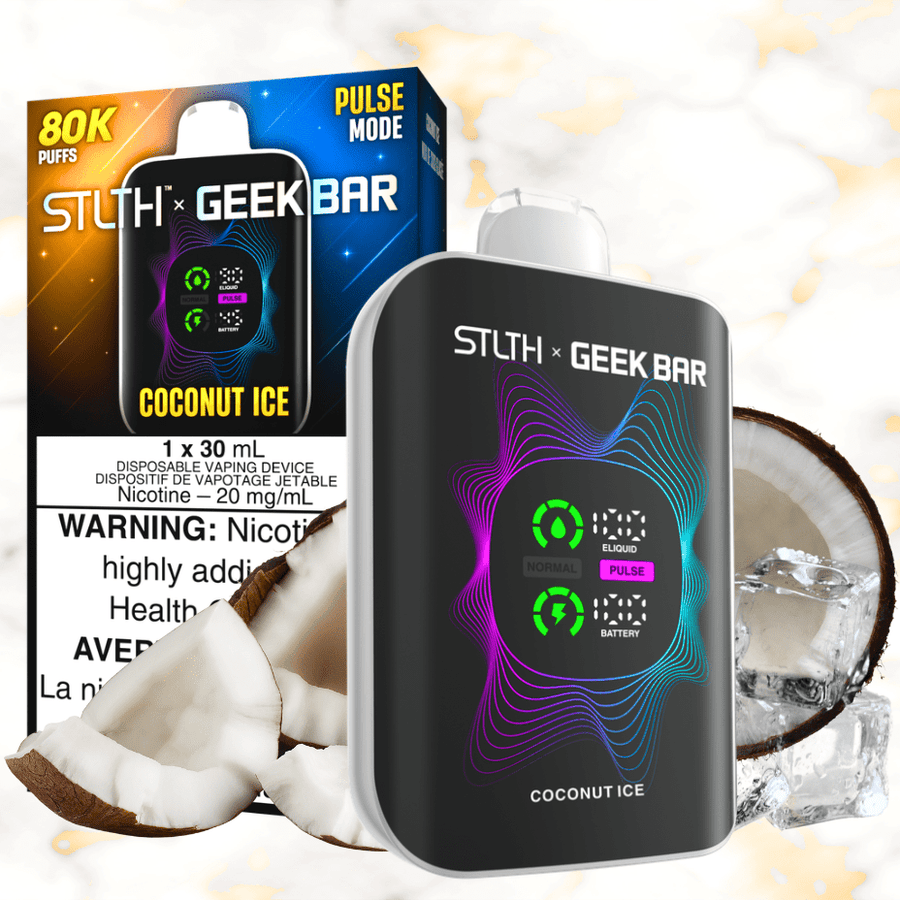 STLTH x Geek Bar 80K Vape jetable - Sachet glac la noix de coco. Vapexcape Vape SuperStore-Vape & Bong Shop STLTH x Geek Bar 80K Vape jetable - Sachet glac la noix de coco. Vapexcape Vape SuperStore-Vape & Bong Shop