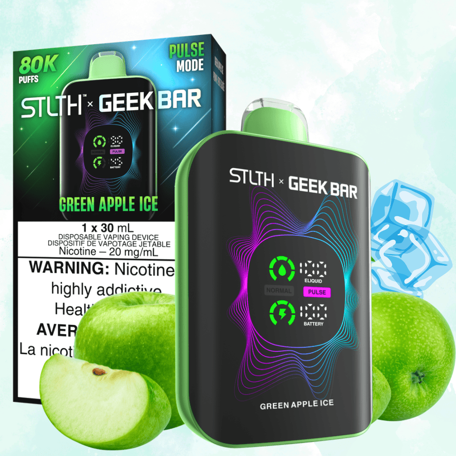 STLTH x Geek Bar 80K Disposable Vape-Green Apple Ice Vape Superstore  Saskatchewan Canada