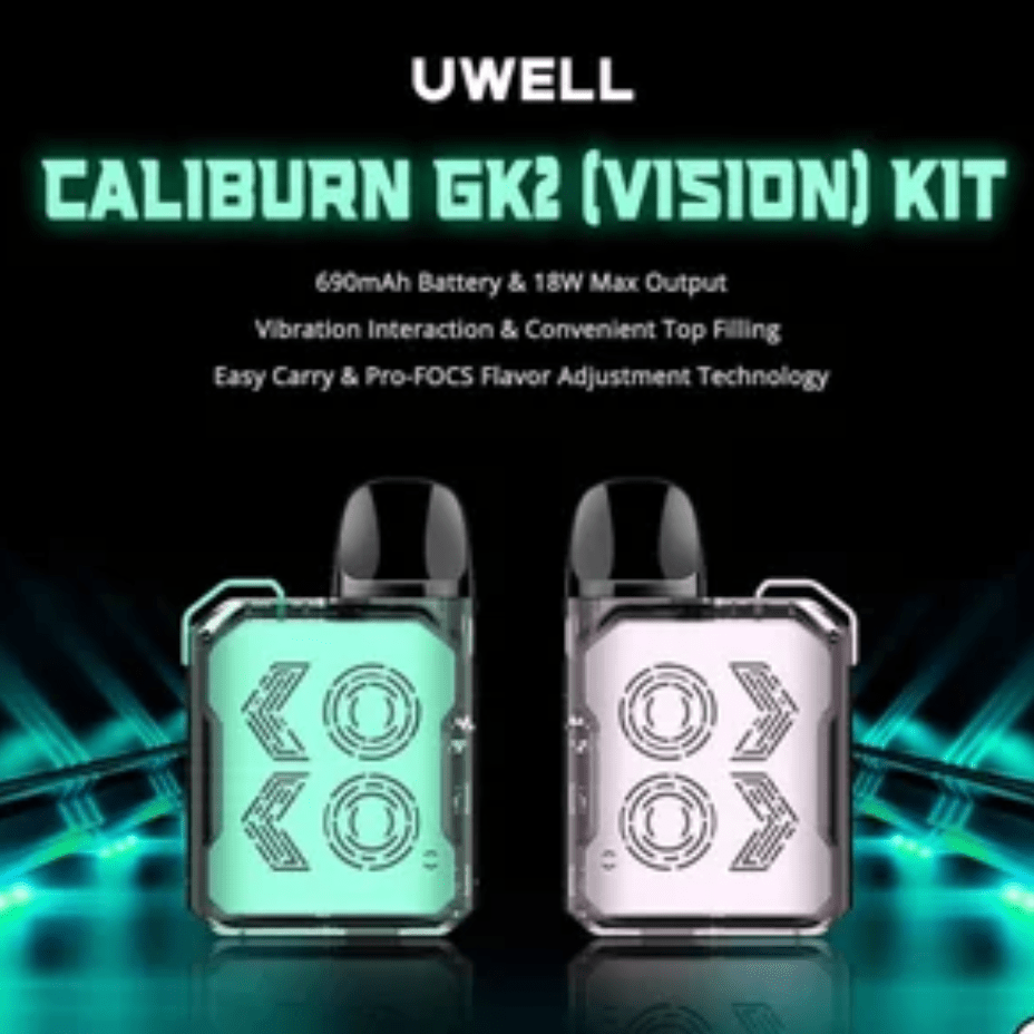 Uwell Caliburn GK2 Vision Limpid Series Pod Kit Limpid Cyan Vape Superstore  Saskatchewan Canada