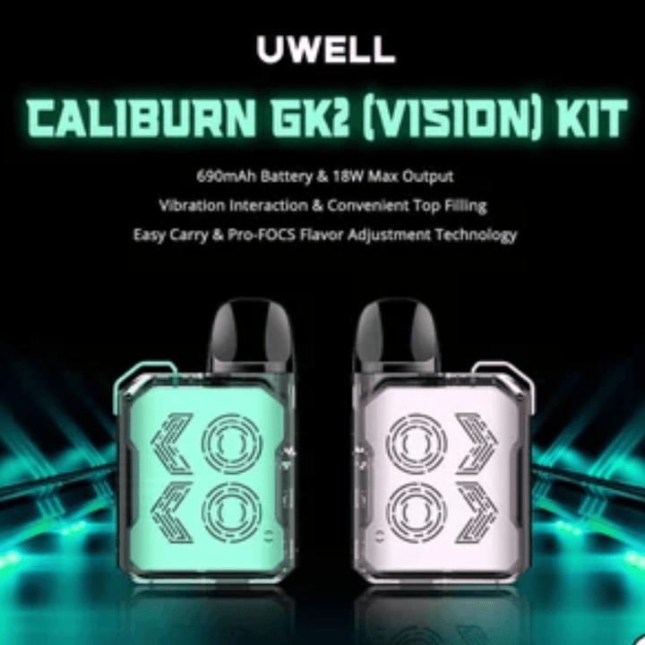 Uwell Caliburn GK2 Vision Limpid Series Pod Kit Limpid Cyan Vape Superstore  Saskatchewan Canada