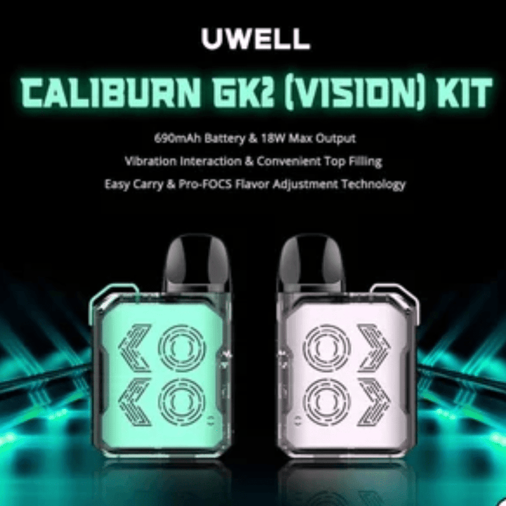 Uwell Caliburn GK2 Vision Limpid Series Pod Kit Limpid Cyan Vapexcape Vape and Bong Shop Regina Saskatchewan
