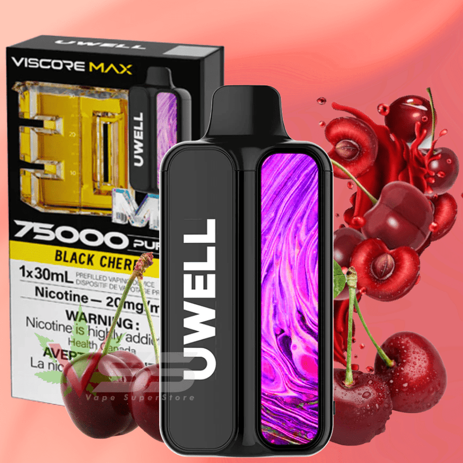UWELL Viscore Max 75K Disposable Vape - Black Cherry 20mg / 75000 Puffs Vape Superstore  Saskatchewan Canada