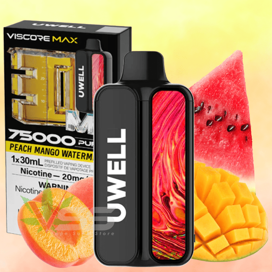 UWELL Viscore Max 75K Disposable Vape - Peach Mango Watermelon 20mg / 75000 Puffs Vape Superstore  Saskatchewan Canada