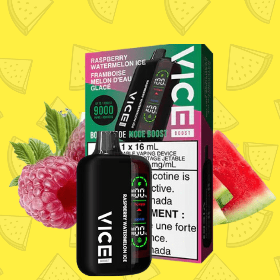 Vice Boost Disposable Vape-Raspberry Watermelon Ice 9000 Puffs / 20mg Vapexcape Vape and Bong Shop Regina Saskatchewan
