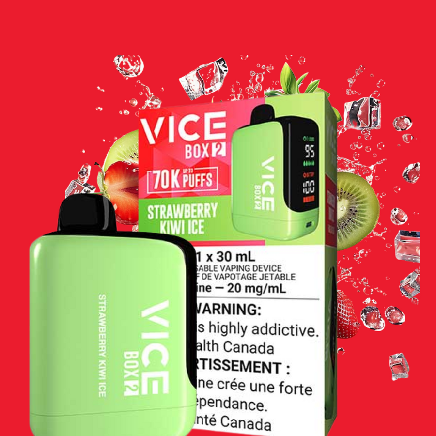 Vice Box 2 70k Disposable Vape - Strawberry Kiwi Ice 20mg / 30mL / 70000 Puffs Vape Superstore  Saskatchewan Canada