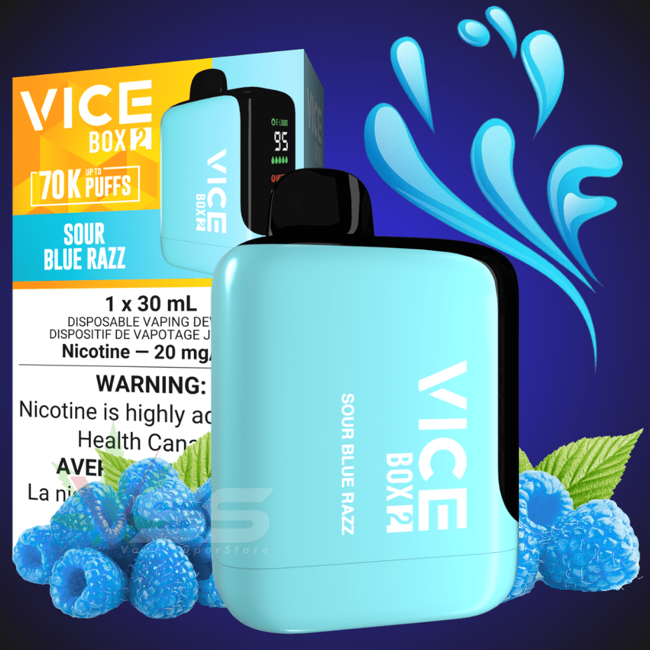 Vice Box 2 Disposable Vape-Sour Blue Razz 20mg / 70000 Vapexcape Vape and Bong Shop Regina Saskatchewan