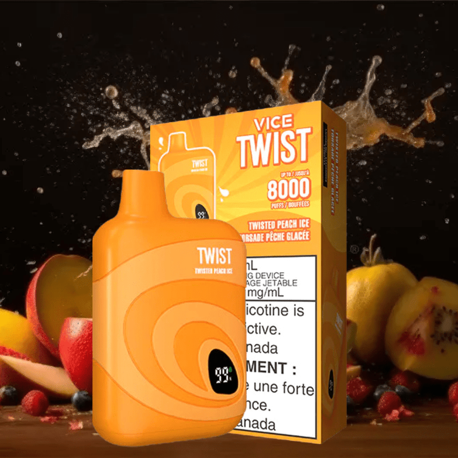 Vice Twist 8000 Disposable Vape-Twisted Peach Ice 8000 Puffs / 20mg Vapexcape Vape and Bong Shop Regina Saskatchewan