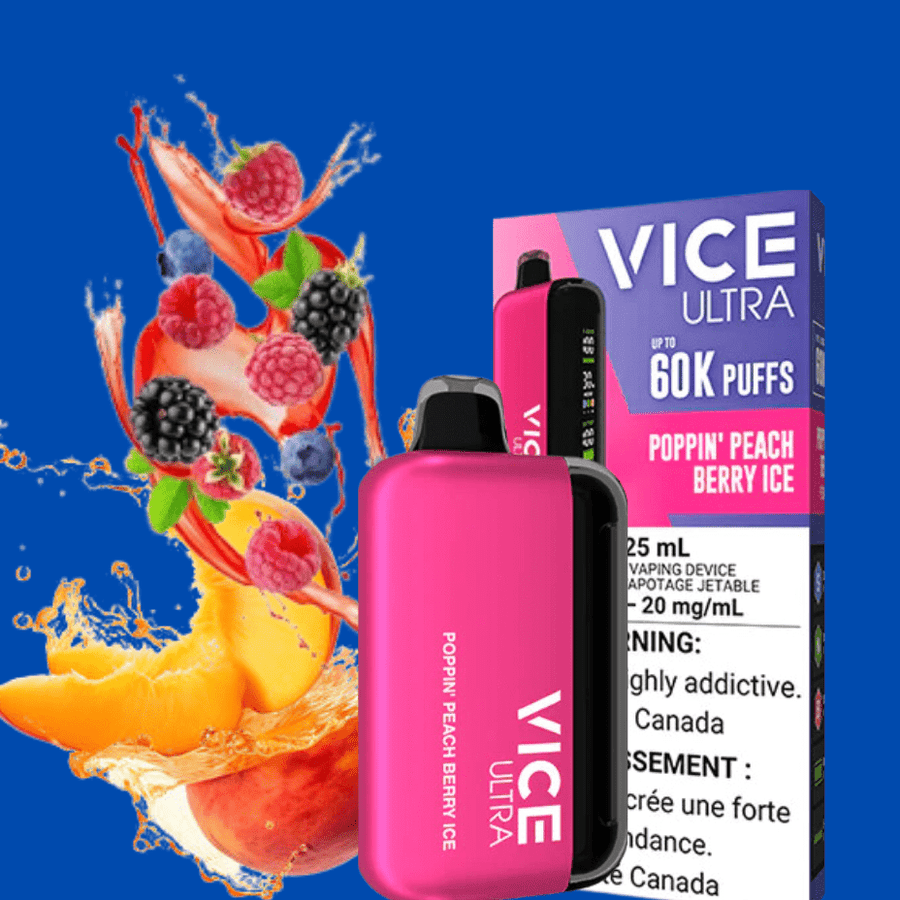 Vice Ultra 60K Disposable Vape - Poppin' Peach Berry Ice Vape Superstore  Saskatchewan Canada