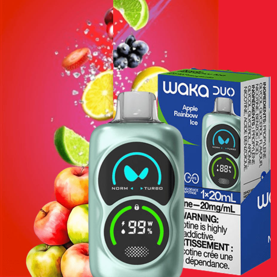 WAKA Duo 28000 Disposable Vape-Apple Rainbow 28000 Puffs / 20mg Vapexcape Vape and Bong Shop Regina Saskatchewan