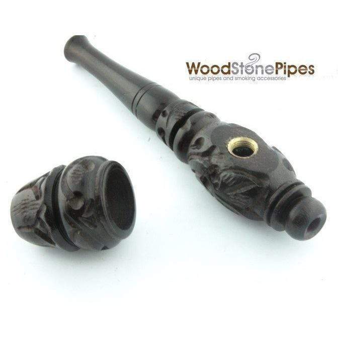 Woodstone Carved Ebony Wood Pipe-4" Vapexcape Vape and Bong Shop Regina Saskatchewan