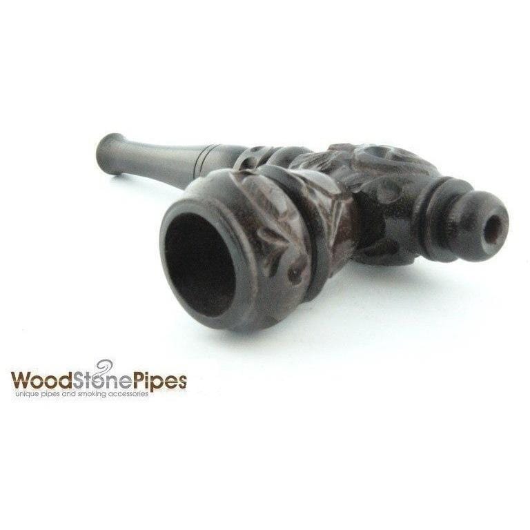 Woodstone Carved Ebony Wood Pipe-4" Vapexcape Vape and Bong Shop Regina Saskatchewan