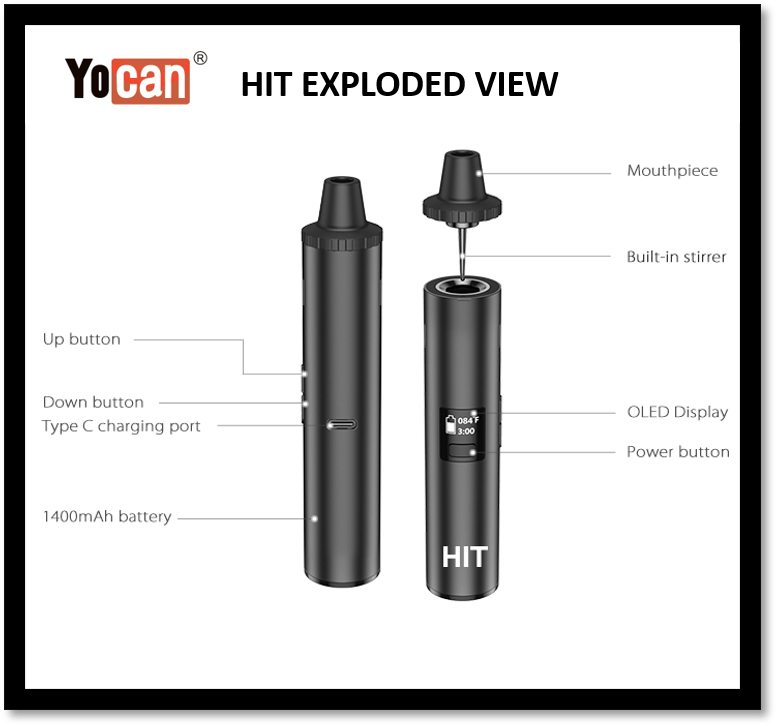 Yocan Hit Dry Herb Vaporizer Black Vape Superstore  Saskatchewan Canada