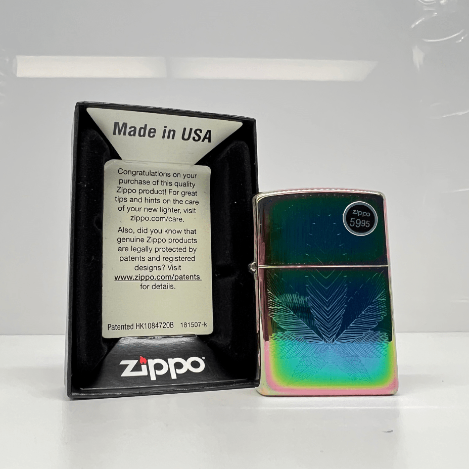 Zippo Lighter-Anodized Cannabis Design Case Vapexcape Vape and Bong Shop Regina Saskatchewan