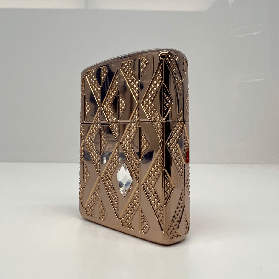 Zippo Luxury Lighter-Rose Gold Diamond Pattern Case Vapexcape Vape and Bong Shop Regina Saskatchewan